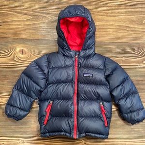 Patagonia Baby Hi-Loft Down Sweater Hoody - 3T - Navy